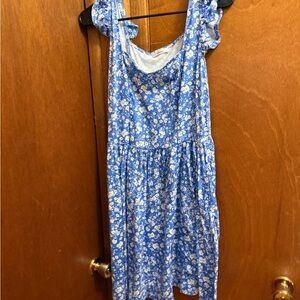 Blue Floral Sleeveless Dress